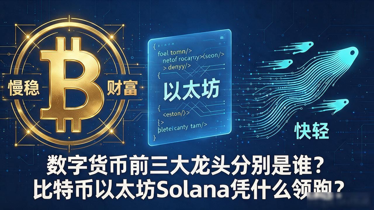 数字货币前三大龙头分别是谁？比特币以太坊Solana凭什么领跑