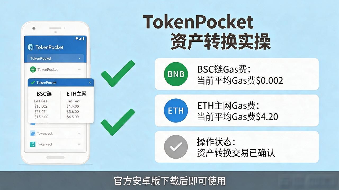 下载tokenpocket钱包安卓版后,如何快速办理资产转换?_TokenPocket安卓版转账操作教程_TP钱包转账网络地址选择注意事项