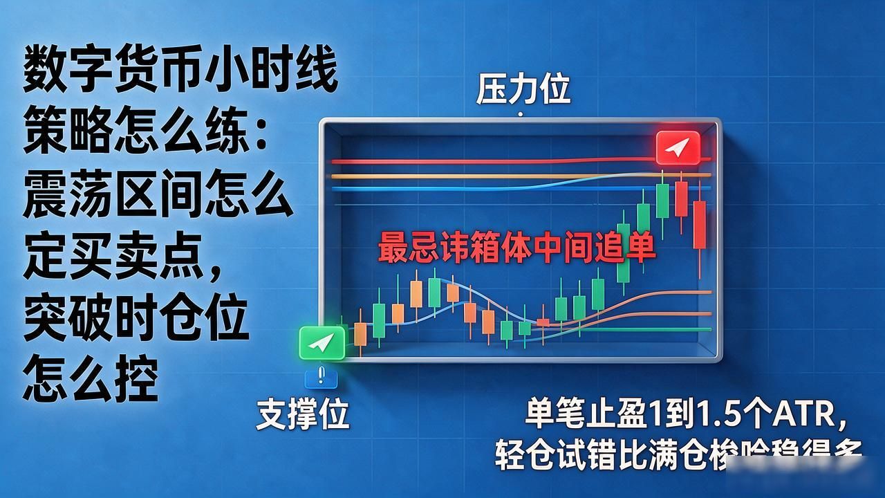 数字货币小时线策略怎么练：震荡区间怎么定买卖点，突破时仓位怎么控