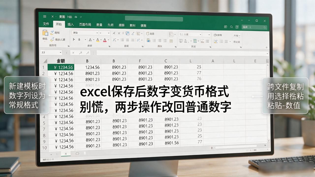 excel保存后数字格式变为货币_Excel货币符号自动出现_数字变货币格式